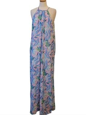 Peach Love California Floral Vacation Resort Casual Brunch Pocket Maxi Dress